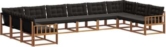 vidaXL Conjunto De Sof&aacute;s De Exterior 10 Uds. Natural Y Negro Vidaxl