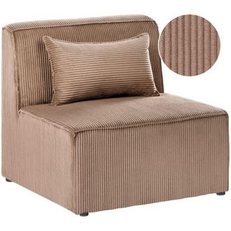 Beliani 1-Seat Section Sand Beige Corduroy Jumbo Cord Sofa Module Modern Single-Seat LEMVIG