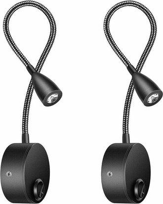 Gabrielle L&aacute;mpara De Pared Para Mesita De Noche, Paquete De 2 Luces, L&aacute;mpara De Pared, Luz De Lectura, Luz Led De Cuello De Cisne, 3 W, 3000 K, Luz Blanca C&aacute;lid