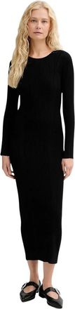 Sessun Ribbed Maxi Jurk - Dames - Kleedjes - Zwart - S - Leer - Kleedjes