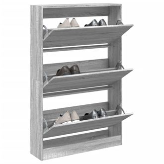 Berkfield Home Shoe Cabinet Grey Sonoma 80x21x125.5 cm Engineered Wood