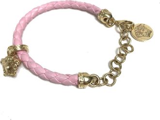 Versace gold pink Leather Metal Charm Bracelet (Pre-Owned)