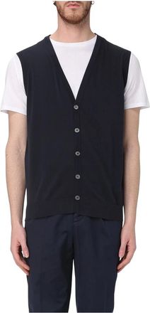 Drumohr Sleeveless Knitwear, male, Blue, Size: 2XL Stylish Gilet for Men