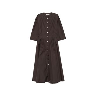 Mark Kenly Domino Tan Shirt Dresses, female, Brown, Size: S Pleated Shirt Dress