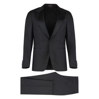 Canali Single Breasted Suits, male, Black, XL, Wool Two-Pieces Suit