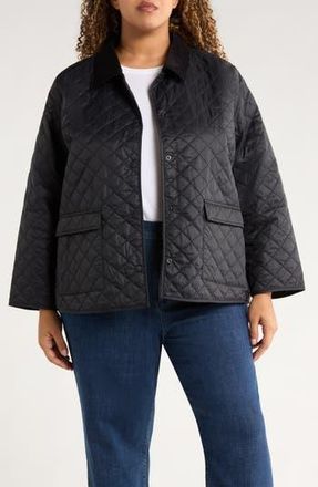 Eileen Fisher Corduroy Collar Quilted Jacket in Black at Nordstrom Rack, Size 2X