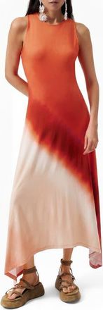 Desigual Gradient Asymmetric Hem Midi Dress in Orange/light Coral at Nordstrom, Size X-Small