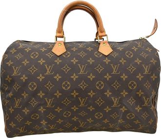 Louis Vuitton Speedy Handbag Monogram Canvas Brown Canvas,Leather Handbag (Pre-Owned)