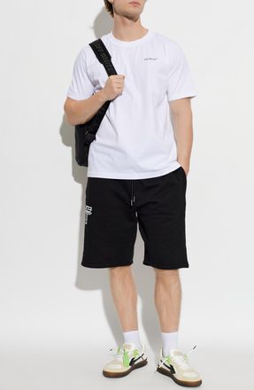 Off-white T-shirt With Printed Logo, Mens, White