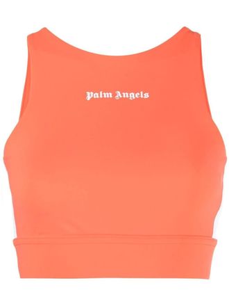 Palm Angels logo-print training top - women - Polyamide/Spandex/Elastane/Polyester - S - Orange