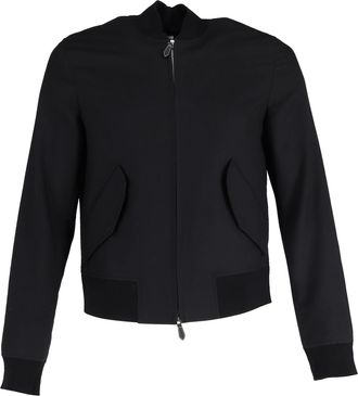 Burberry Pre-owned Womens Zip-Up With Side Pockets Bomber Jacket in Black Wool - Size X-Large