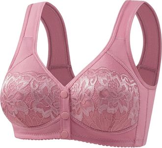 Generic Bras for Women Casual Button Down Soft Cup Breathable Comfort Light Support Underwear Non Wired Everyday Bra Pink