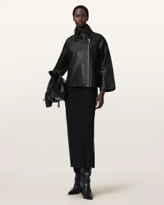 AllSaints Rhodes Relaxed Fit Leather Jacket