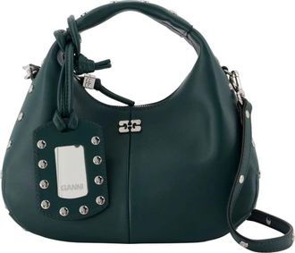 Ganni Mini Hobo Bag Studs - Dames - Handtassen - Groen - ONE Size - Tassen
