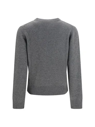 Ganni Teddy Graphic Wool Knit Sweater - Gray