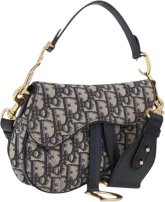 Dior Pre-owned Trotter Canvas Shoulder Bag - Dames - Vintage Schoudertas - Blauw - ONE Size - Leer - Vintage