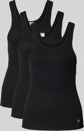 Calvin Klein Underwear Tank Top mit Logo-Stitching Modell Scoop im 3er-Pack in Black, Größe XS