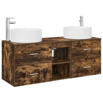 vidaXL Juego De Muebles De Ba&ntilde;o 3 Uds. Roble Ahumado Vidaxl