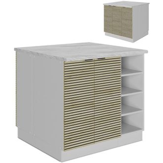 Vicco Isla De Cocina Fame-line, Panel De Roble, 90 Cm Sin Encimera