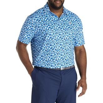 Original Penguin Big & Tall Underwater Mosaic Performance Polo Shirt in French Blue at Nordstrom, Size Xx-Large