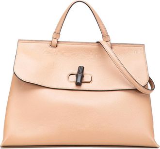 Gucci Pre-owned Gucci Large Leather Bamboo Daily Satchel Ladies 370830 002123
