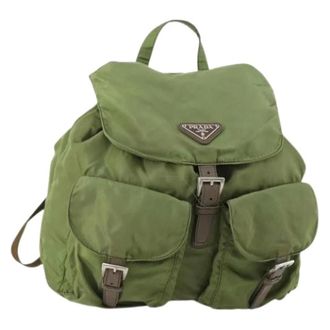 Prada Pre-owned Backpacks, female, Green, Size: ONE SIZE Pre-owned Vintage Nylon Backpack