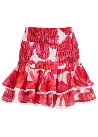 Charo Ruiz Ibiza Pinel Floral-print Cotton-blend Mini Skirt - White And Red - XS (UK6 / XS)