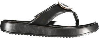 Laura Biagiotti Schoenen, Dames, Zwart, 40 EU, Leer, Flip-Flops Logo