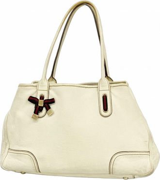 Gucci White Leather Tote Bag (Pre-Owned)
