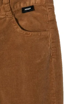 Aspesi Cotton-Elastane Wide-Leg Trousers - Brown