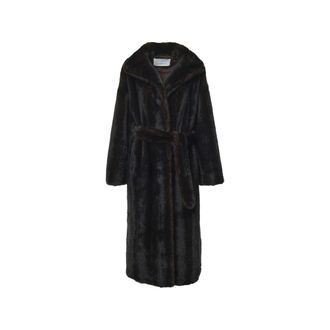 Frankie Shop Jassen, Dames, Bruin, M, Polyester, Ravello Faux Fur Robe Coat