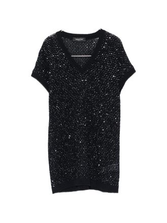 Fabiana Filippi Womens V-Neck Short Sleeves Embellished V-Necked Top