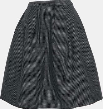 Emporio Armani Black Textured Cotton Blend Pleated Mini Skirt