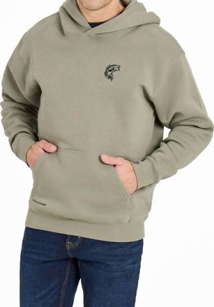 Life is good Mens Simple Fish Good Vibes Fleece Hood In Moss Green
