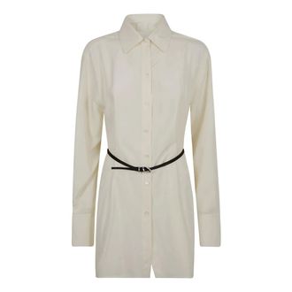 Givenchy Long Shirt with Voyou Belt - female - Givenchy - Shirt Dresses - Beige - XS - Dresses