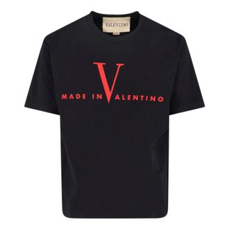 Valentino Garavani T-Shirts, male, Black, Size: 2XL Cotton T-Shirt with Made In Valentino Print