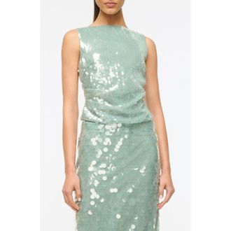 Staud Eton Paillette Tank Top in Mist at Nordstrom Rack, Size X-Small