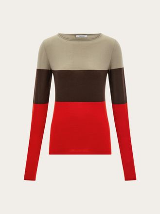 Ferragamo Donna Maglia color block Rosso