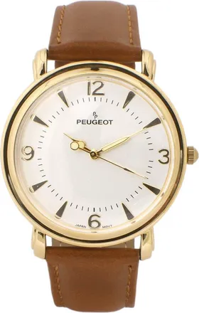 Peugeot Retro Design Domed Crystal Leather Strap Watch - 38MM in Brown at Nordstrom