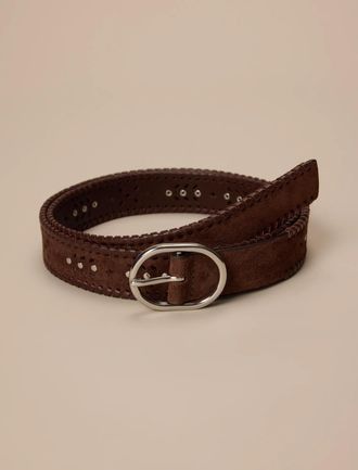 Lucky Brand Suede Laced And Studded Leather Belt