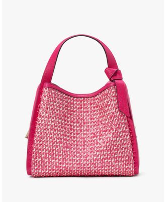 Kate Spade New York Womens Knott Raffia Tweed Medium Crossbody Tote - Pink - One Size