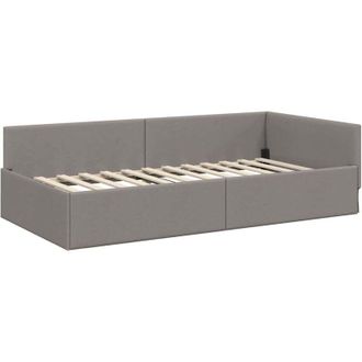 vidaXL Estructura de cama en esquina Taup&eacute; 100 cm x 200 cm tela vidaXL