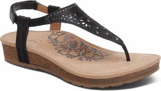 Aetrex Womens Evelyn Thong Sandal In Black