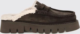 Pedro Garcia Suede Mules with Penny Bar and Shearling Lining