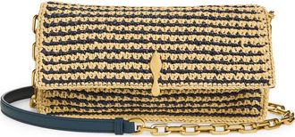 Christian Louboutin Bettina Stripe Crochet Raffia Crossbody Bag in Naturel/last Night at Nordstrom