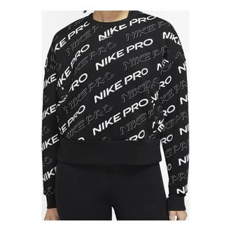 Nike (WMNS) Nike Pro Dri-FIT Round-neck Sweatshirt Black White CJ3589-010