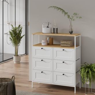 Vicco Mesa Auxiliar Belaro, Blanco, 80 X 95 Cm 6 Cajones