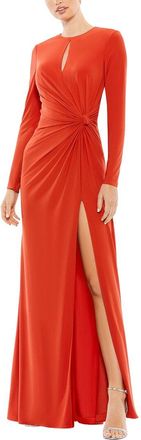 Mac Duggal Long Sleeve Keyhole Draped Gown