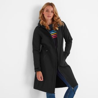 TOG24 Enya Womens Softshell Long Jacket Black - Size 22 UK