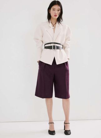 Mango Bermuda lino diritti viola - Donna - 36 - MANGO